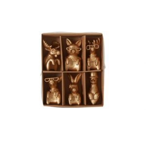 A box of six cats in different poses.