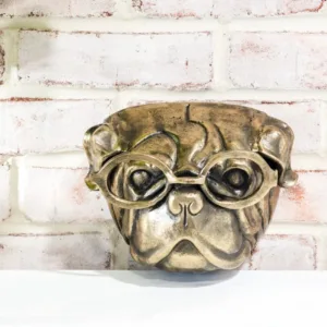 A dog head with glasses on it's face.