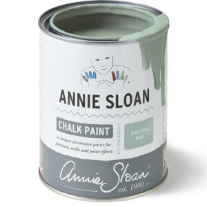 A can of Annie Sloan Chalk Paint in French Linen color.
