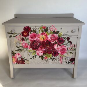 grey floral dresser