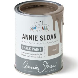 Can of Annie Sloan chalk paint in a muted taupe color.